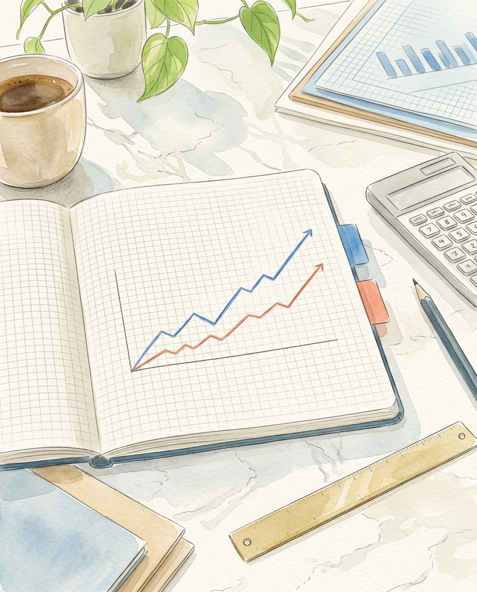 Illustration d'un carnet de suivi et de graphiques de croissance